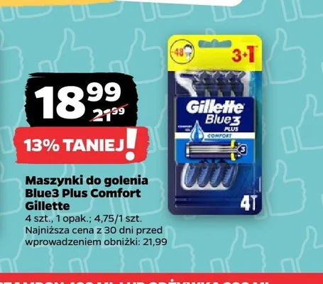 Maszynki do golenia Gillette Blue3 Plus Comfort promocja w Netto
