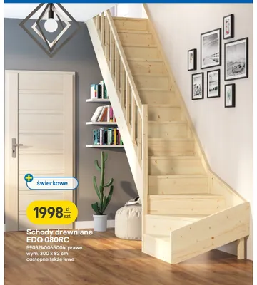 Schody drewniane świerkowe Edq 080RC promocja w Castorama
