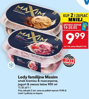Lody familijne Maxim smak jogurt & owoce leśne promocja w LEWIATAN