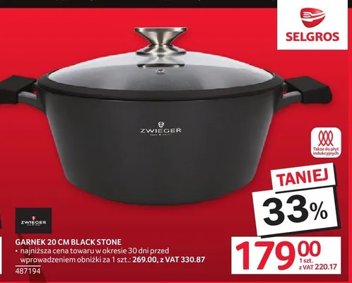 Garnek Zwieger Black Stone 20 cm promocja w Selgros