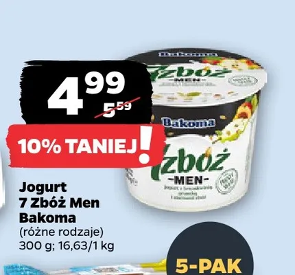 Jogurt 7 Zbóż Men Bakoma promocja w Netto