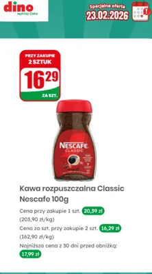 Kawa rozpuszczalna Classic Nescafe promocja w Dino