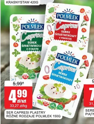 Ser Capresi plastry z ziołami Polmlek promocja w Bingo