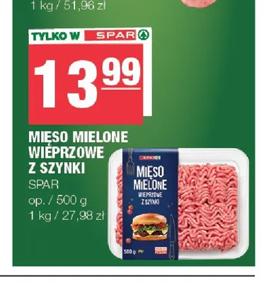 Mięso mielone wieprzowe z szynki SPAR promocja w SPAR
