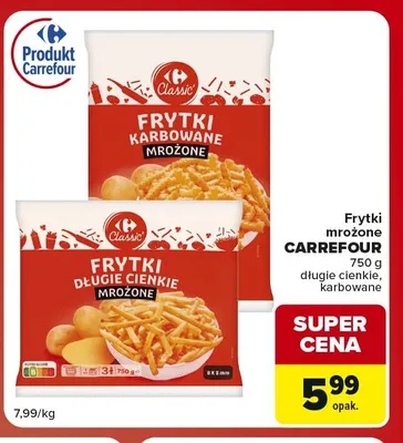 Frytki mrożone karbowane Carrefour promocja w Carrefour Market