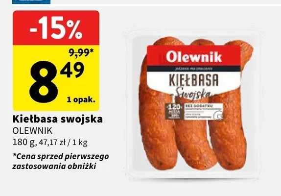 Kiełbasa swojska OLEWNIK promocja w Intermarche