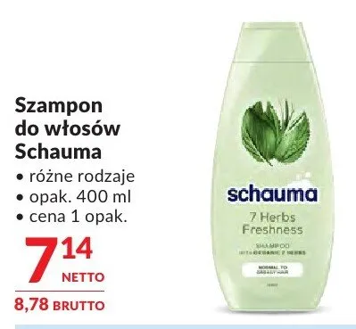 Szampon do włosów Schauma różne rodzaje promocja w Makro