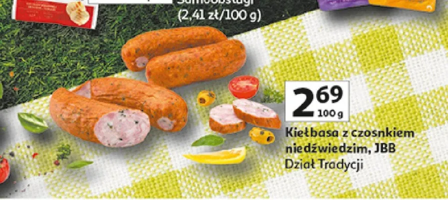 Kiełbasa z czosnkiem niedźwiedzim JBB promocja w Auchan