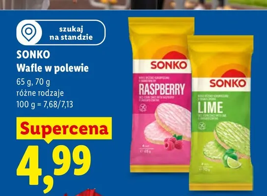 Wafle w polewie malinowej Sonko promocja w Lidl