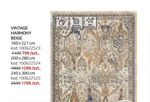 Dywan Vintage Harmony Beige 240x300 cm promocja w Komfort