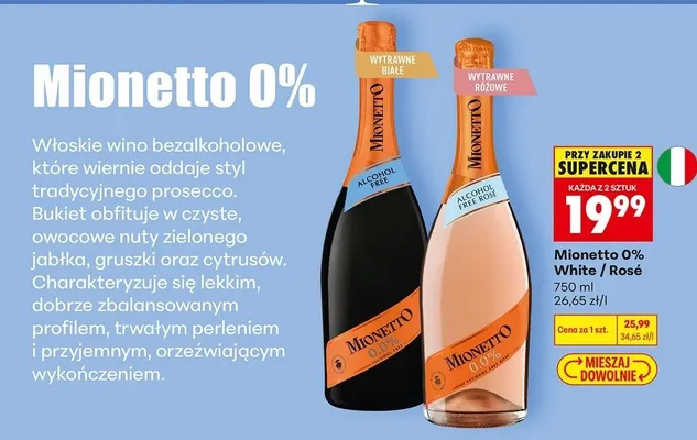 Wino bezalkoholowe Mionetto 0% White promocja w Biedronka