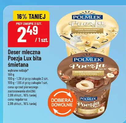 Deser mleczna Poezja Lux bita śmietana promocja w POLOmarket