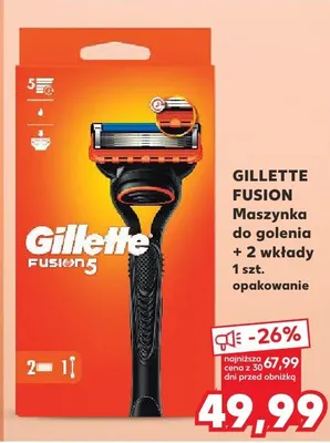 Maszynka do golenia + 2 wkłady 1 szt. Gillette Fusion promocja w Kaufland
