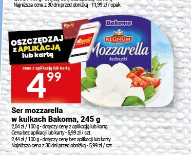 Ser mozzarella w kulkach Bakoma promocja w Twój Market