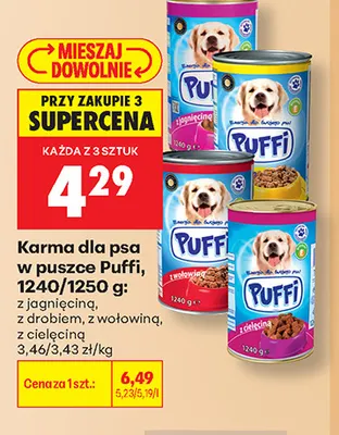 Karma dla psa w puszce Puffi z drobiem promocja w Biedronka