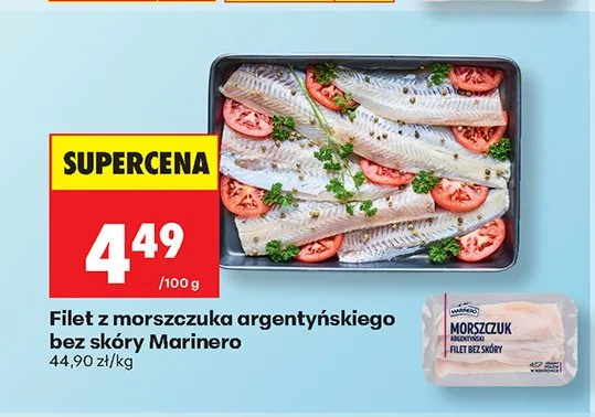 Filet z morszczuka argentyńskiego bez skóry Marinero promocja w Biedronka