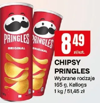 Chipsy Pringles wybrane rodzaje promocja w Chorten