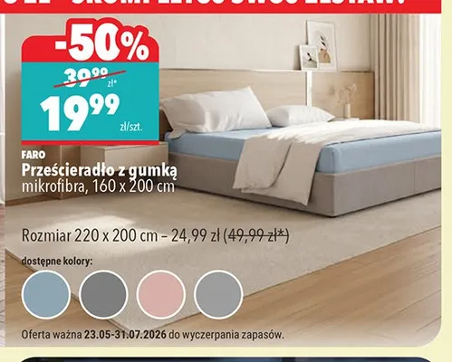 Prześcieradło z gumką Faro mikrofibra 160x200 cm promocja w Biedronka