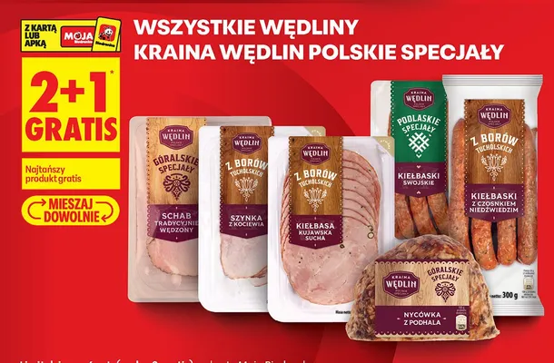 Wszystkie wędliny Polskie Specjały 2+1 gratis promocja w Biedronka