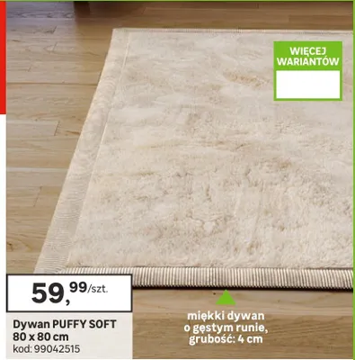 Dywan PUFFY SOFT 80 x 80 cm promocja w Leroy Merlin