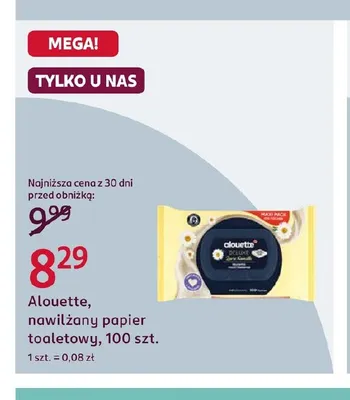 Nawilżany papier toaletowy Alouette promocja w Rossmann