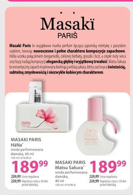Woda perfumowana damska Masaki Paris Matsu Sakura promocja w Hebe