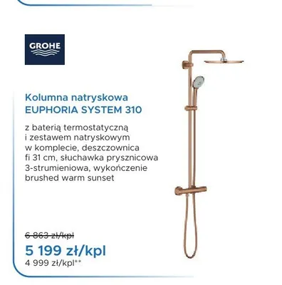 Kolumna natryskowa Grohe Euphoria System 310 brushed warm sunset promocja w Blu Salony Łazienek