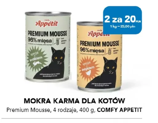 Mokra karma dla kotów Premium Mousse Comfy Appetit promocja w Aquael zoo