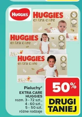 Pieluchy Huggies Extra Care rozm. 5 promocja w Carrefour Market
