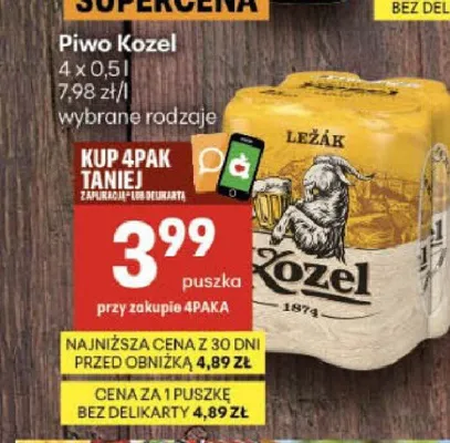 Piwo Kozel Ležák 4-pak promocja w Delikatesy Centrum