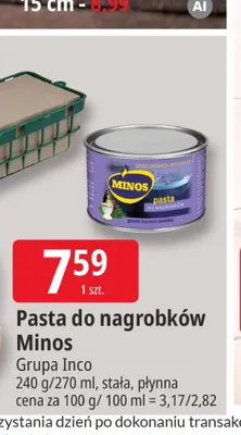 Pasta do nagrobków Minos płynna promocja w Leclerc