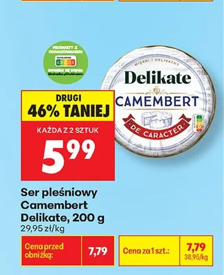 Ser pleśniowy Camembert Delikate promocja w Biedronka