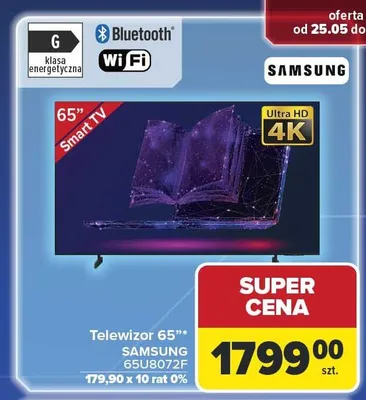Telewizor 65" SAMSUNG 65U8072F promocja w Carrefour