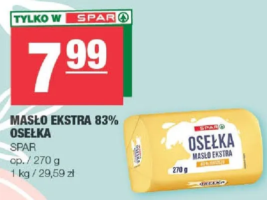 Masło ekstra 83% osełka promocja w SPAR