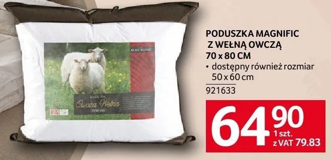 Poduszka MAGNIFIC Z WEŁNĄ OWCZĄ 70 x 80 CM promocja w Selgros