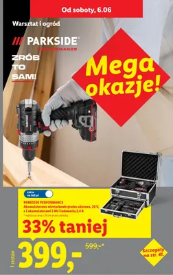 Akumulatorowa wiertarkowkrętarka udarowa PARKSIDE PERFORMANCE 20V z 2 akumulatorami 2Ah i ładowarką 2,4A promocja w Lidl