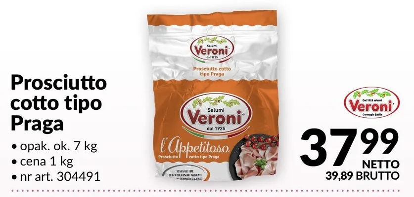 Prosciutto cotto tipo Praga Veroni promocja w Makro