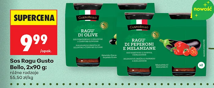 Sos Ragu di peperoni e melanzane Gusto Bello 2-pak promocja w Biedronka