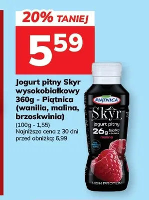 Jogurt pitny Skyr wysokobiałkowy brzoskwinia Piątnica promocja w Hitpol