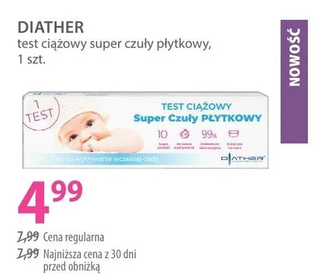 Test ciążowy super czuły płytkowy promocja w Hebe