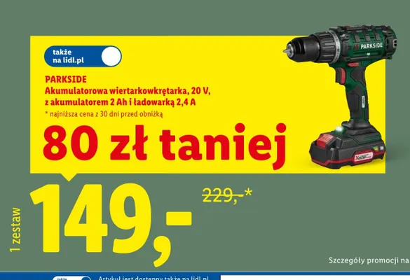 Akumulatorowa wiertarkowkrętarka Parkside promocja w Lidl