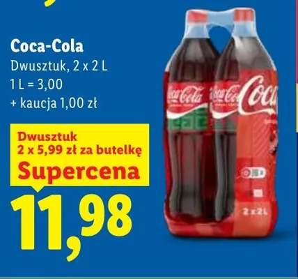 Napój gazowany Coca-Cola 2-pak 2l promocja w Lidl