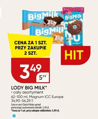 Lody Big Milk Choco promocja w Chata Polska