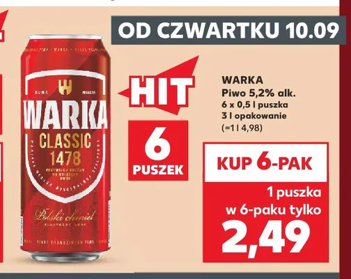 Piwo Warka Classic 6-pak promocja w Kaufland