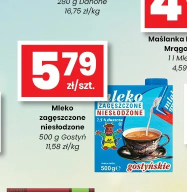 Mleko zagęszczone niesłodzone Gostyń promocja w emma MARKET