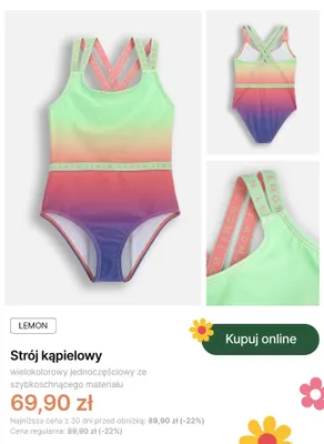 Strój kąpielowy jednoczęściowy wielokolorowy Coccodrillo Lemon promocja w Coccodrillo