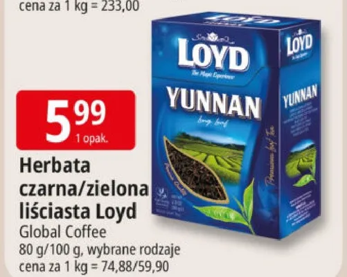 Herbata czarna/zielona liściasta Loyd promocja w Leclerc