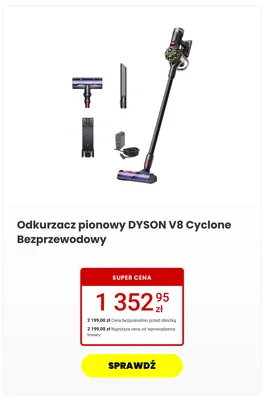 Odkurzacz pionowy Dyson V8 Cyclone Bezprzewodowy promocja w Media Expert