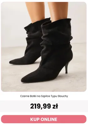 Czarne botki na szpilce typu slouchy Renee promocja w Renee