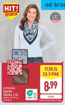 Apaszka damska UP2FASHION 2-pak 70x70 cm promocja w Aldi